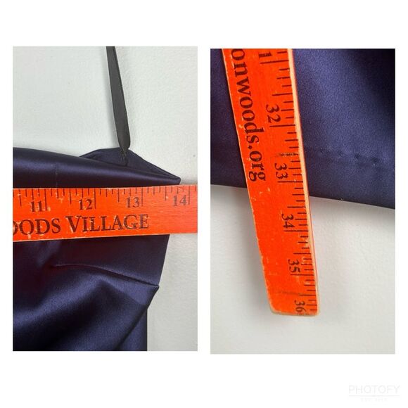 City Triangles Satin Navy Cocktail Dress One Shoulder Appliques Cutouts Sz 3 - Picture 6 of 15